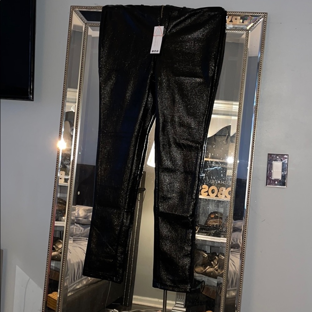 Faux patent leather pants